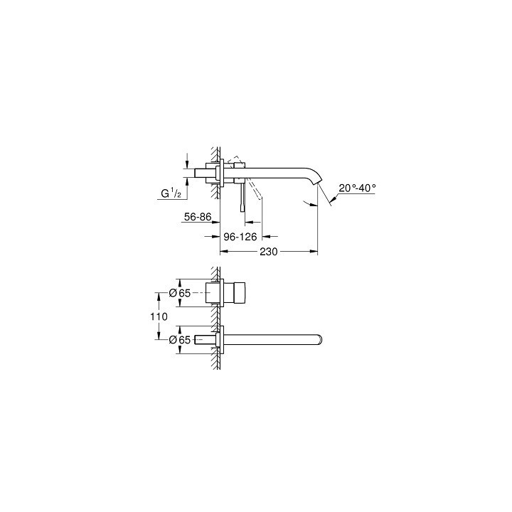 Bateria umywalkowa 2-otworowa Grohe Essence, podtynkowa, dł. 230 mm - chrom