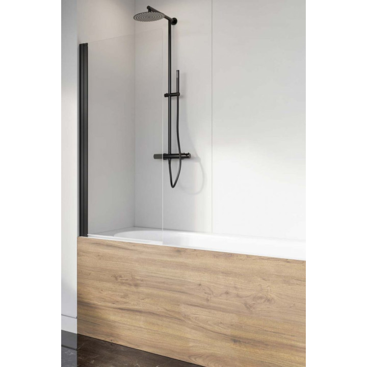 Parawan nawannowy Radaway Nes 8 Black PND I, lewy, składany, szkło przejrzyste, 140x150cm, czarny profil