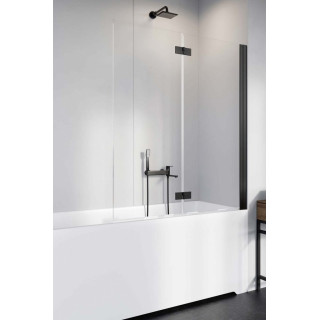 Parawan nawannowy Radaway Nes 8 Black PND I, lewy, składany, szkło przejrzyste, 140x150cm, czarny profil