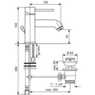 Bateria umywalkowa stojąca Emmevi Piper z korkiem czarny mat- sanitbuy.pl