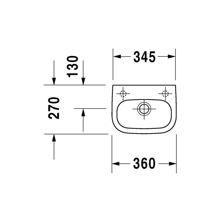 Umywalka ścienna Duravit D-Code Med, 85x48cm, bez otworu pod baterię, biała