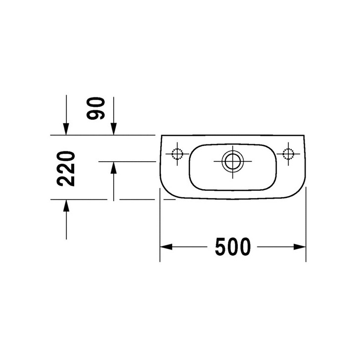 Umywalka ścienna Duravit D-Code Med, 36x27cm, otwór pod baterię po lewej, biała