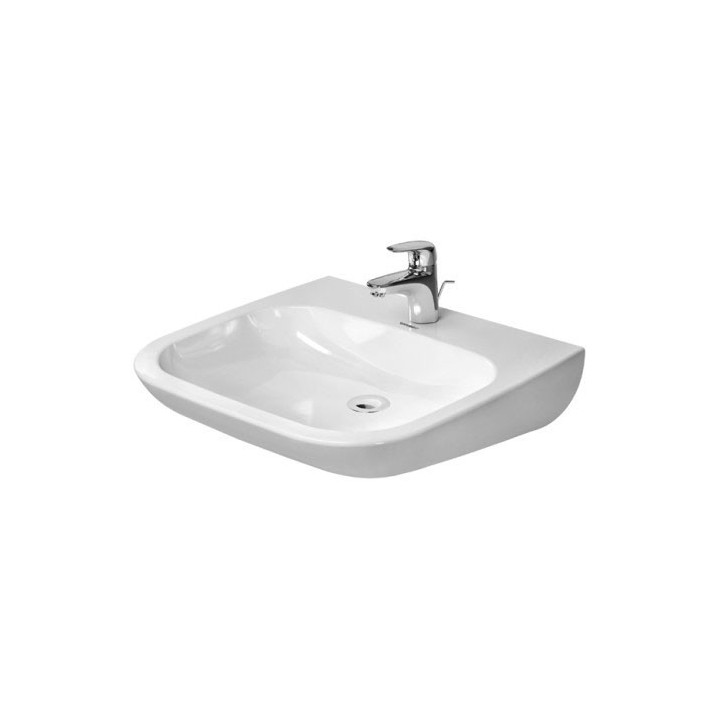 Umywalka ścienna Duravit D-Code Vital, 60x56cm, otwór pod baterię, z przelewem, biała