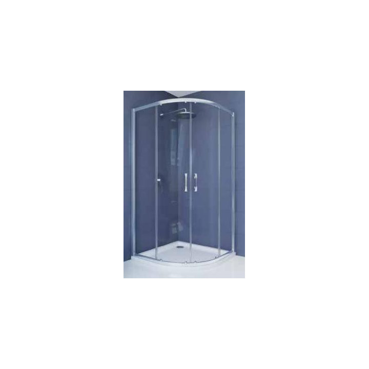 Drzwi suwane 1/4 koła Hüppe ena 2.0 typ 900 x 900, pr. 550 mm, srebrny połysk, przezroczyste Anti-Plaque, 140601069322