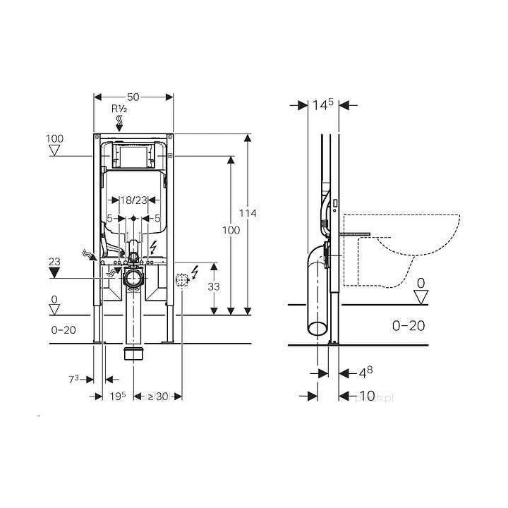 Stelaż Geberit Duofix, Sigma 8 cm, do WC, H112- sanitbuy.pl