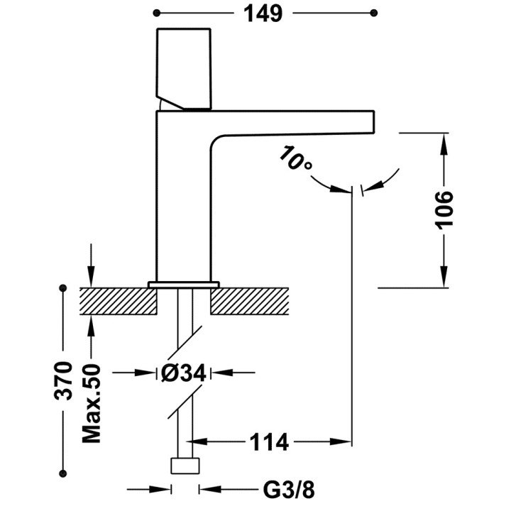 Bateria umywalkowa Project Tres, stojąca, biały mat