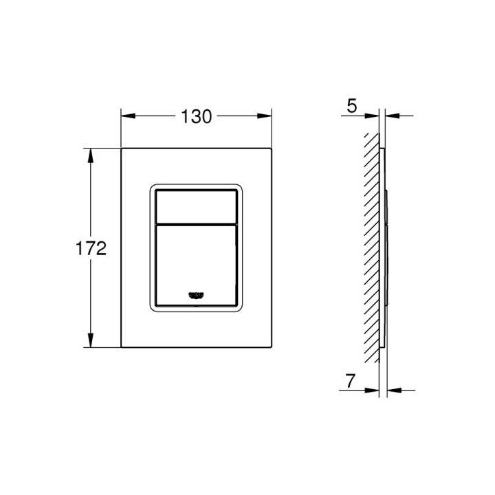Przycisk do spłuczki Grohe Skate Metropolitan S, 130 x 172 mm, chrom mat