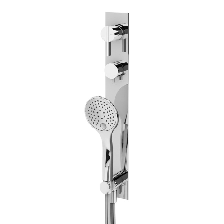 Bateria natryskowa Bruma Breeze, podtynkowa, dwa wyjścia, pokrętło do wyboru wyjścia wody, chrom