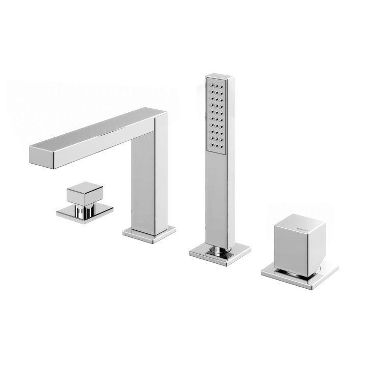Bateria wannowa 4-otworowa Bruma Adamastor, 2 wyjścia wody, zestaw natryskowy, chrom