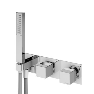Bateria natryskowa Bruma Adamastor, podtynkowa, 2 wyjścia wody, zestaw natryskowy, chrom