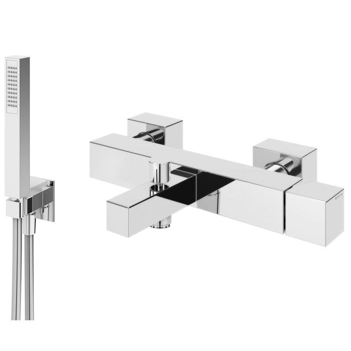 Bateria wannowa Bruma Escudo, natynkowa, zestaw natryskowy, chrom