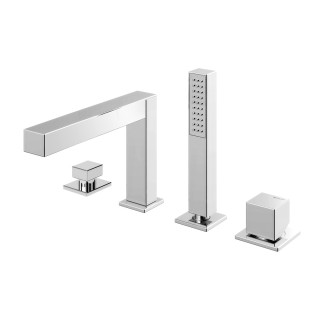 Bateria wannowa 4-otworowa Bruma Escudo, montowana na półce, uchwyt bez dźwigni, 2 wyjścia wody, chrom