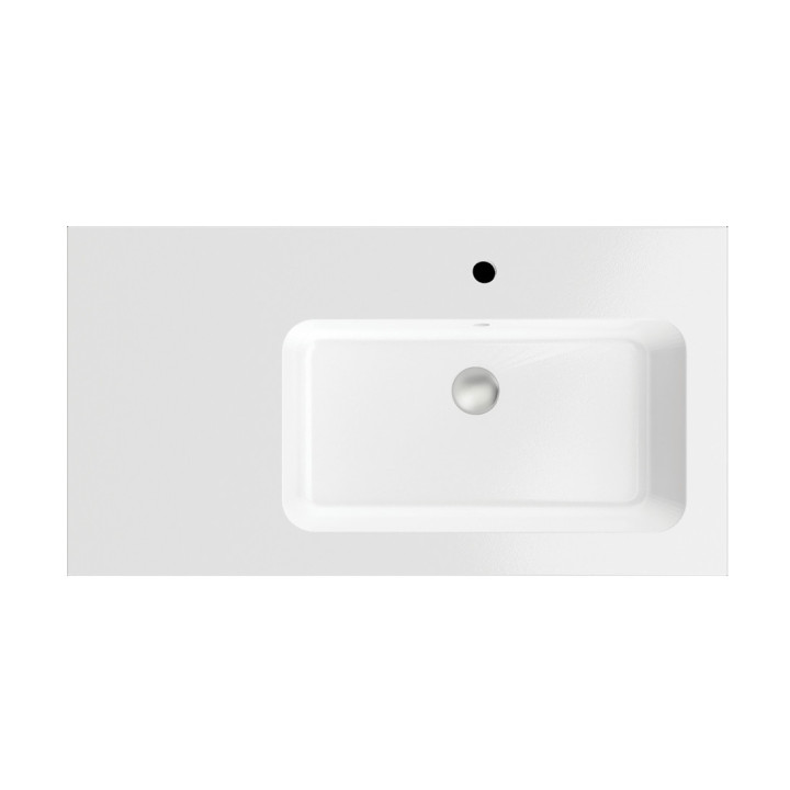 Umywalka meblowa Massi Eno z blatem, lewa, prostokątna, 105x50cm, konglomeratowa, z przelewem, biała