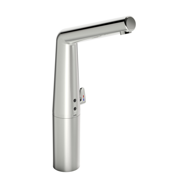 Bezdotykowa bateria umywalkowa Oras Inspera, stojąca, wysokość 196mm, regulacja temperatury, Bluetooth, bateria 6 V, chrom