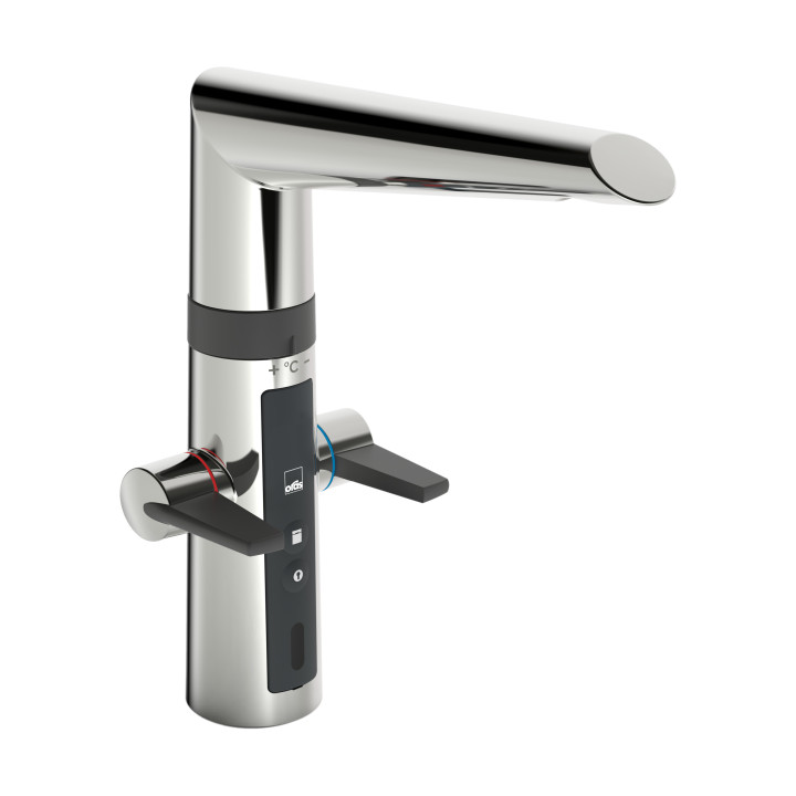 Bateria kuchenna Oras Optima, funkcja bezdotykowa, inteligentny zawór do zmywarki, wysokość 294mm, bateria 3 V, chrom