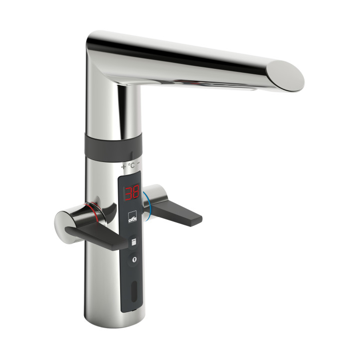 Bateria kuchenna Oras Optima, funkcja bezdotykowa, inteligentny zawór do zmywarki, wysokość 294mm, bateria 3 V, chrom