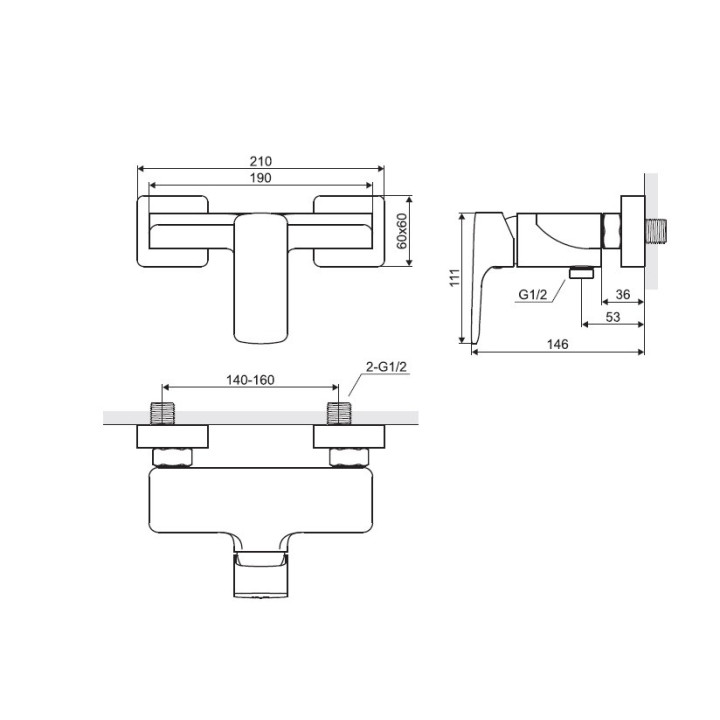 Bateria prysznicowa Excellent Keria, natynkowa, jednouchwytowa, chrom