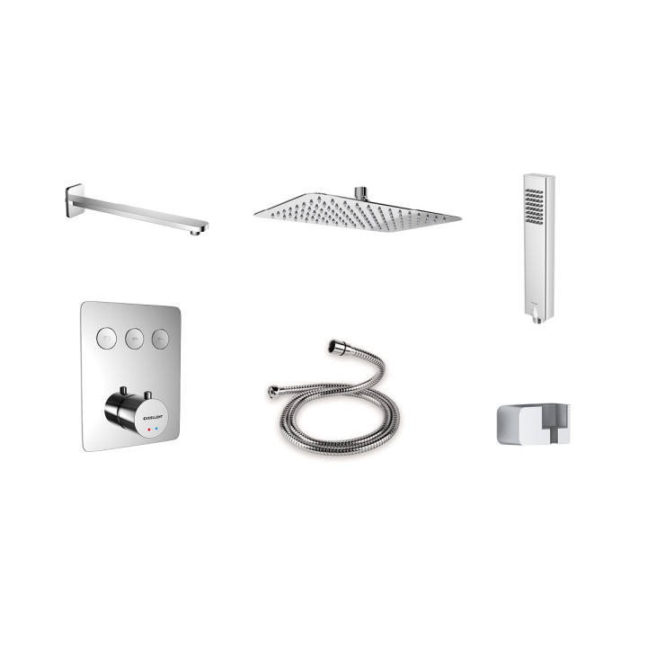 Zestaw prysznicowo-wannowy Excellent Krotos, podtynkowy, bateria termostatyczna, 2 wyjścia wody, chrom