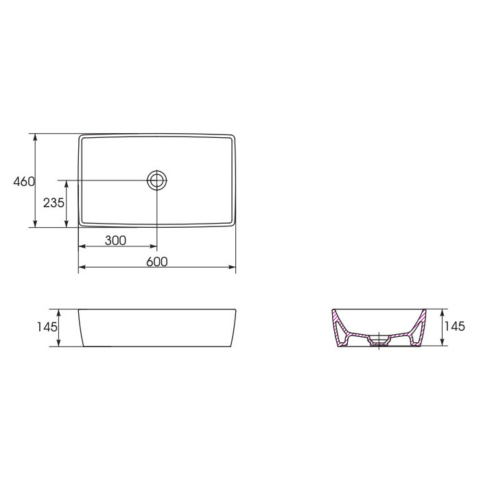 Umywalka nablatowa Cersanit City, 53x35cm, owalna, bez przelewu, biała