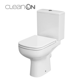 Kompakt WC Cersanit City CleanOn, 67x37,5cm, miska bezkołnierzowa, deska slim duroplastowa wolnoopadająca, odpływ poziomy, dopro