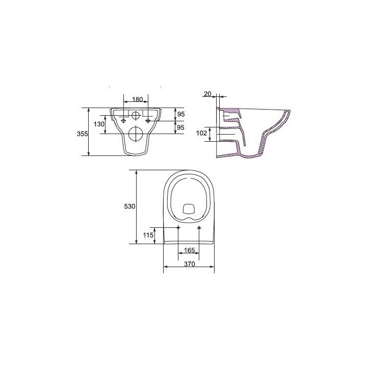 Miska zawieszana Cersanit Arteco CleanOn, bezkołnierzowa, zaokrąglona, 53x35,5cm, biała
