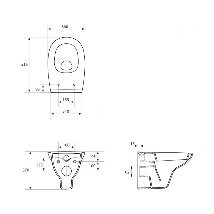 Miska zawieszana Cersanit Crea CleanOn, bezkołnierzowa, owalna, 52x35,5cm, duroplastowa deska wolnoopadająca, biała