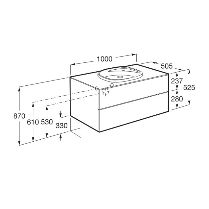 Zestaw łazienkowy Roca Unik Beyond, 80x50cm, 2 szuflady, biały połysk