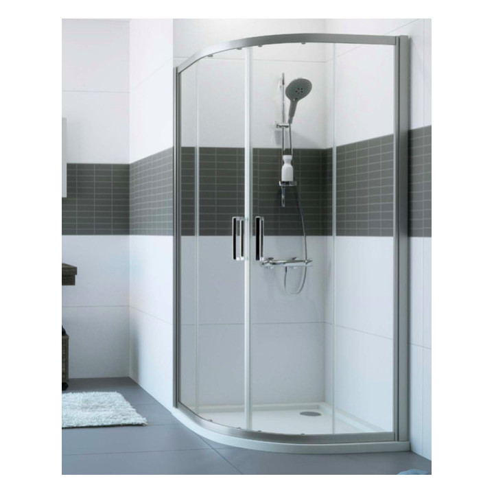 Kabina 1/4 koła Huppe Alpha 2, 800x800mm, drzwi suwane, Anti-Plaque, srebrny profil