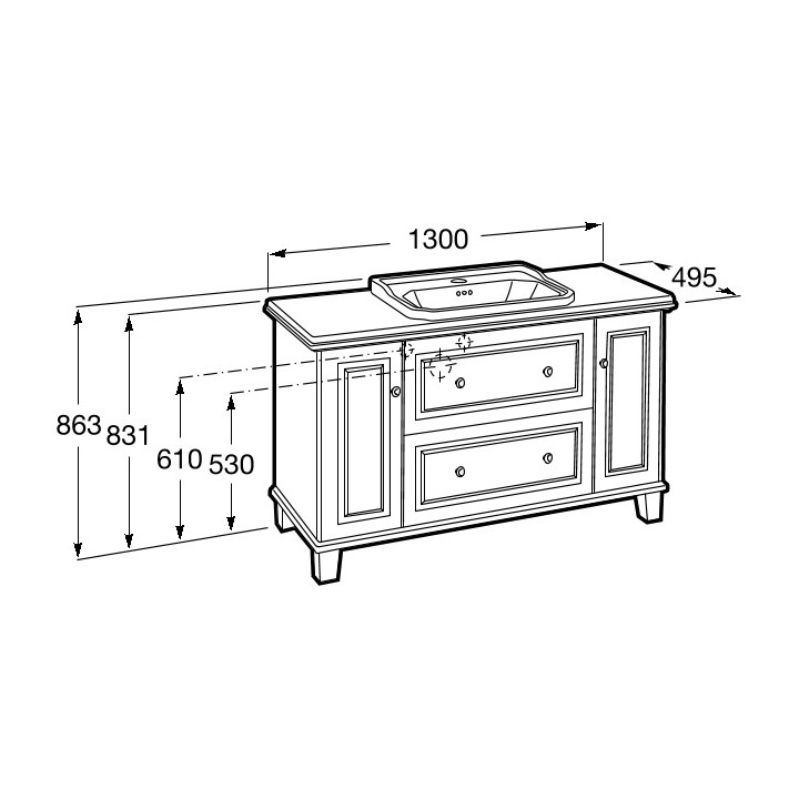 Zestaw łazienkowy Roca Unik Carmen, 80x50cm, szafka z umywalką, 2 szuflady, biały satynowy
