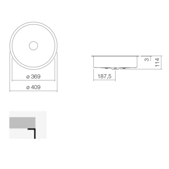 Umywalka podblatowa Alepe Unisono KE-Series, okrągła, 319mm, bez przelewu, UB.KE325, biała