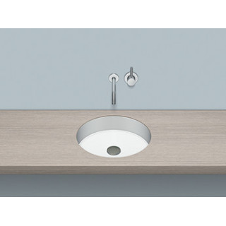 Umywalka podblatowa Alepe Unisono KE-Series, okrągła, 369mm, bez przelewu, do zabudowy pod warstwą laminatu, UB.KE375, biała