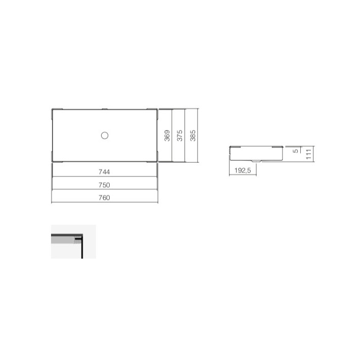 Umywalka podblatowa Alepe Metaphor ME-Series, prostokątna, 754x379mm, z przelewem, UB.ME750, biała