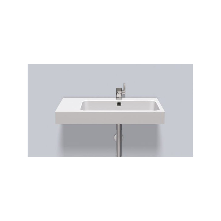 Umywalka wisząca Alape Stream SR-Series, prostokątna, 800x472mm, z przelewem, otwór na baterię, blat po prawej, WT.SR800H.L, bia