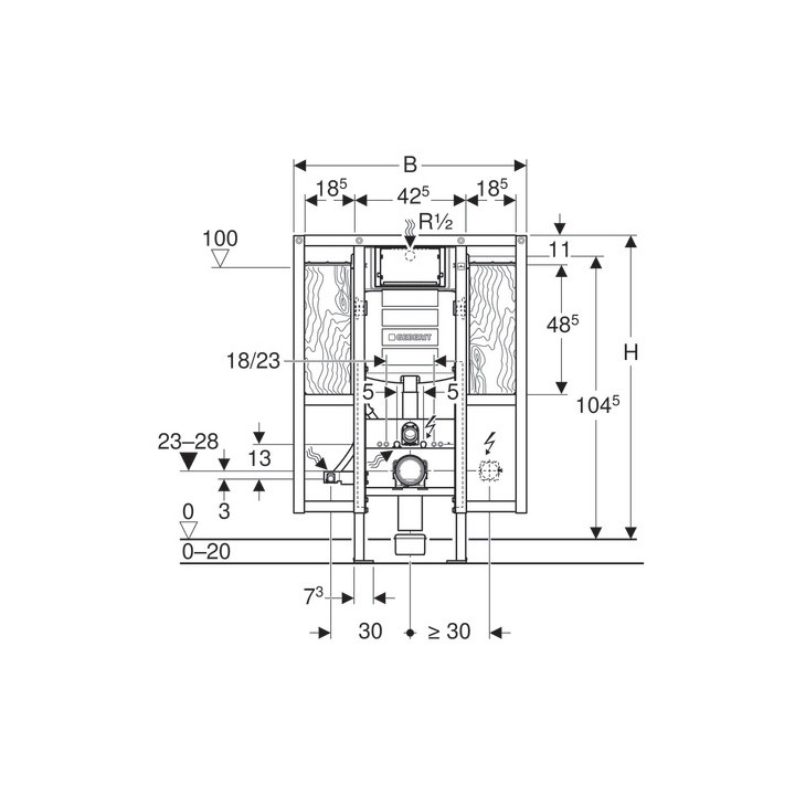 Element montażowy Geberit Duofix, do WC dla niepełnosprawnych, wysokość 112cm, do poręczy