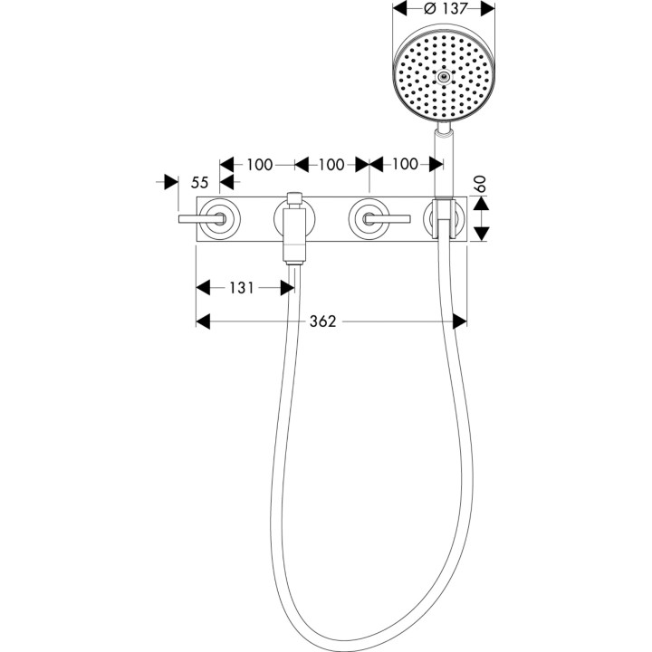 Bateria Axor Citterio wannowa 3-otworowa podtynkowa, element zewnętrzny- sanitbuy.pl