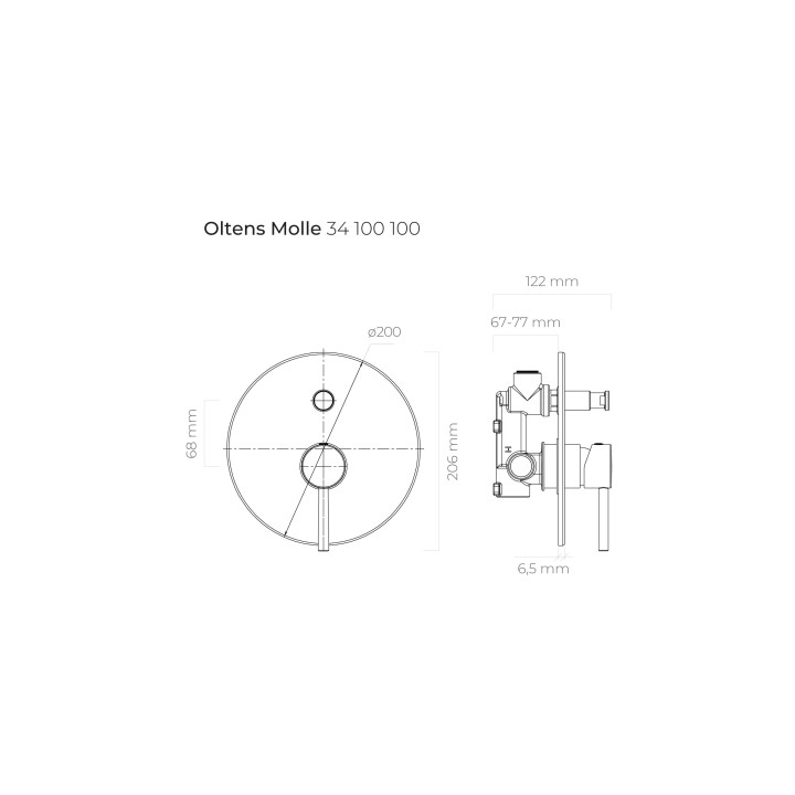 Bateria natryskowa Oltens Molle, podtynkowa, jednouchwytowa, 2 wyjścia wody, chrom