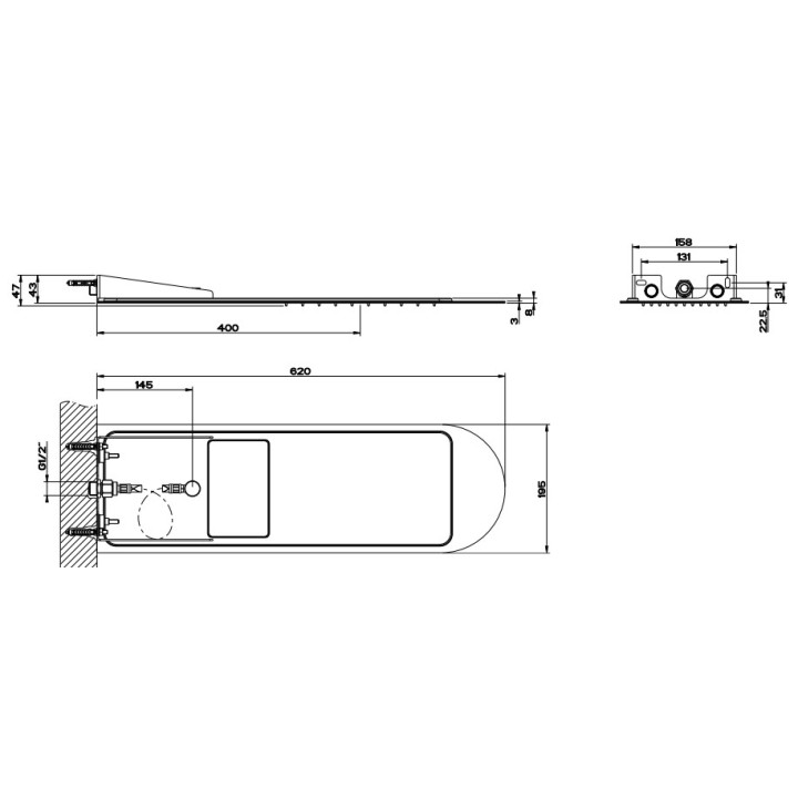 Deszczownica Gessi Tondo 200, montaż do ściany, 3mm grubości, mirror steel