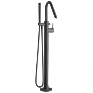 Bateria wannowa wolnostojąca Giulini Giovanni Futuro, z zestawem natryskowym, czarny mat