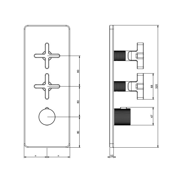 Bateria natryskowa Gessi Inciso Wellness, podtynkowa termostatyczna, 2 wyjścia wody, chrom