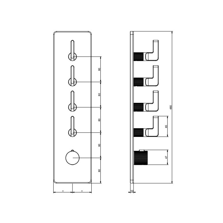 Bateria natryskowa Gessi Inciso Wellness, podtynkowa termostatyczna, 4-otworowa, 3 wyjścia wody, chrom
