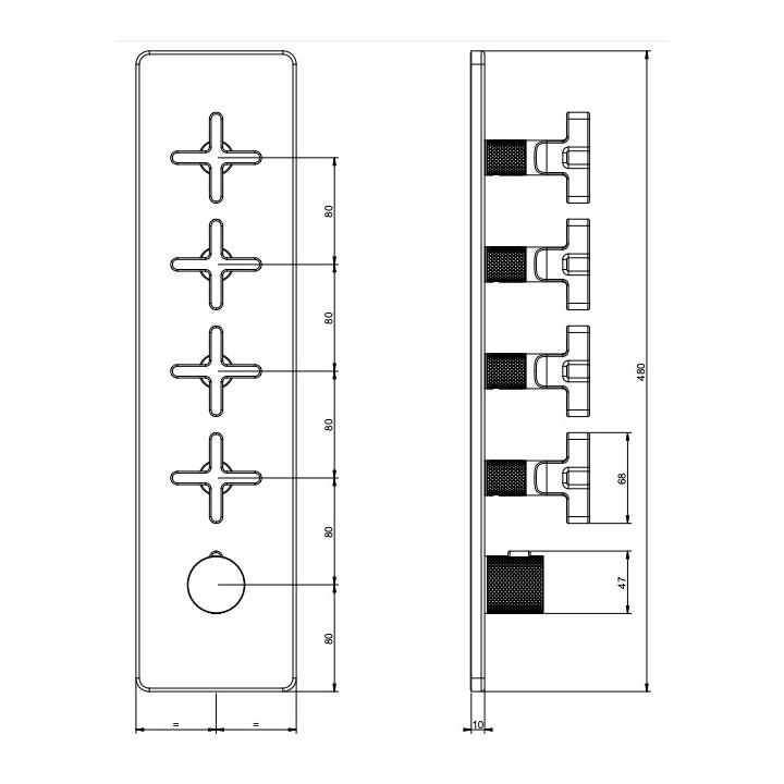 Bateria natryskowa Gessi Inciso Wellness, podtynkowa, termostatyczna, 4 wyjścia wody, chrom