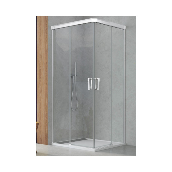 Drzwi prysznicowe SanSwiss Cadura CAE2, lewe, 900x2000mm, szkło przezroczyste, rozsuwane, profil srebrny połysk