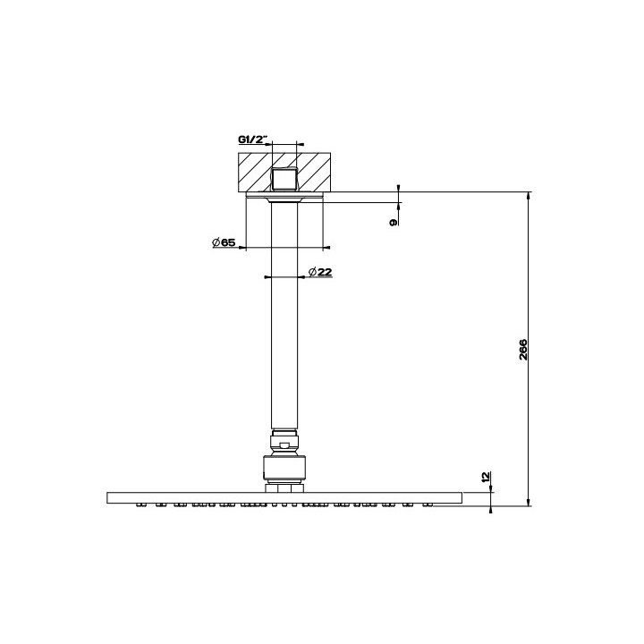 Deszczownica Gesssi Inciso, okrągła, 300mm, ramię ścienne, chrom