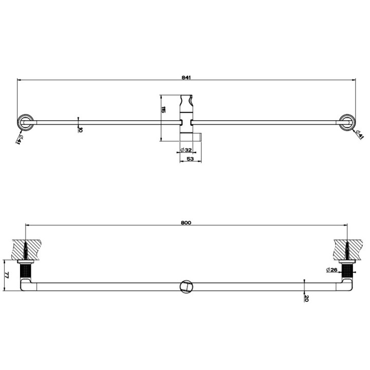 Zestaw natryskowy Gessi Inciso, drążek 80cm z regulowanym uchwytem, słuchawka 1-funkcyjna, wąż 150cm, chrom