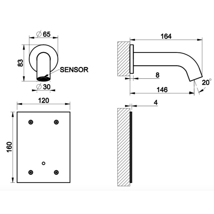 Elektroniczna bateria umywalkowa Gessi Flessa, stojąca, wysokość 292mm, stal szczotkowana