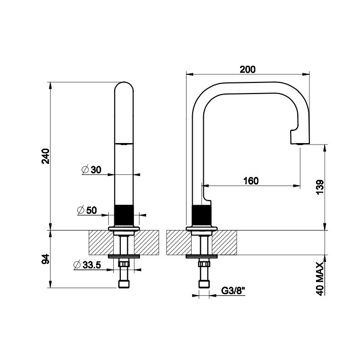 Wylewka umywalkowa Gessi Inciso, stojąca, 140mm, chrom