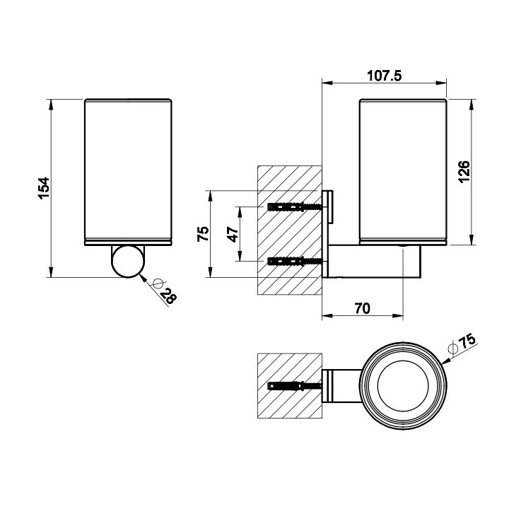 Mydelniczka wisząca Gessi 316, czarna, wykończenie stal szczotkowana