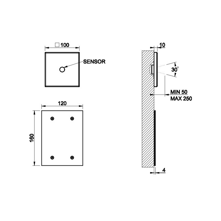 Zewnętrzny element dla elektronicznych baterii Gessi, do ustawiania temperatury i ciśnienia, chrom