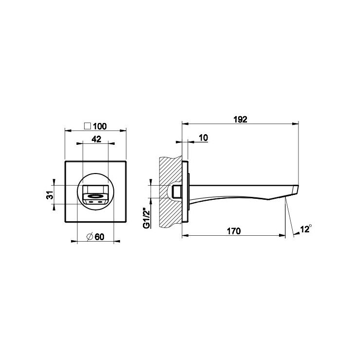 Wylewka umywalkowa Gessi Rilievo, ścienna, 215mm, chrom