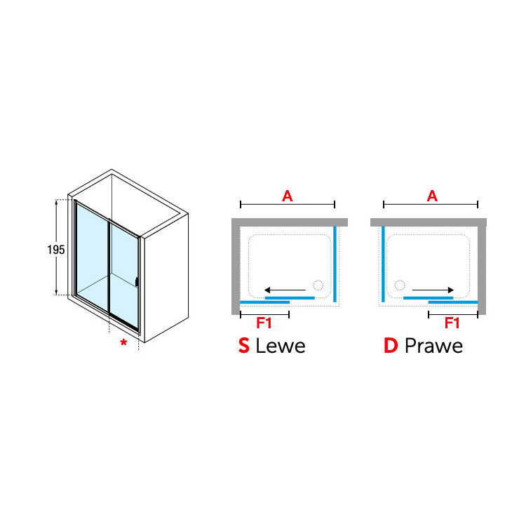 Drzwi prysznicowe Novellini Lines 2.0 2PH, 150cm, przesuwne ze stałym polem, lewe, szkło przejrzyste, profil srebrny